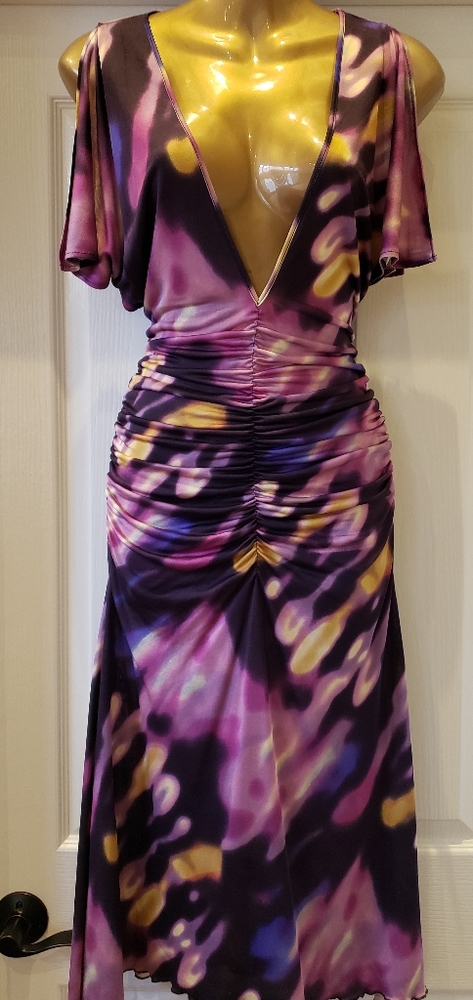 Uber Sexy Siren Dress 💯% SILK Deep V Neck Plunge